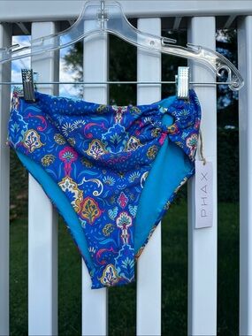 PHAX Blue Paisley High-Waist Bikini Bottom